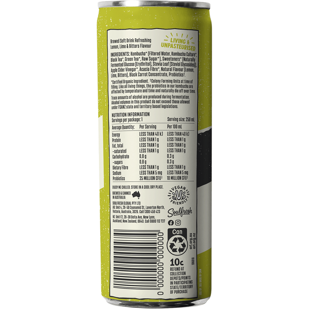 Organic Kombucha - Lemon, Lime & Bitters 250ml