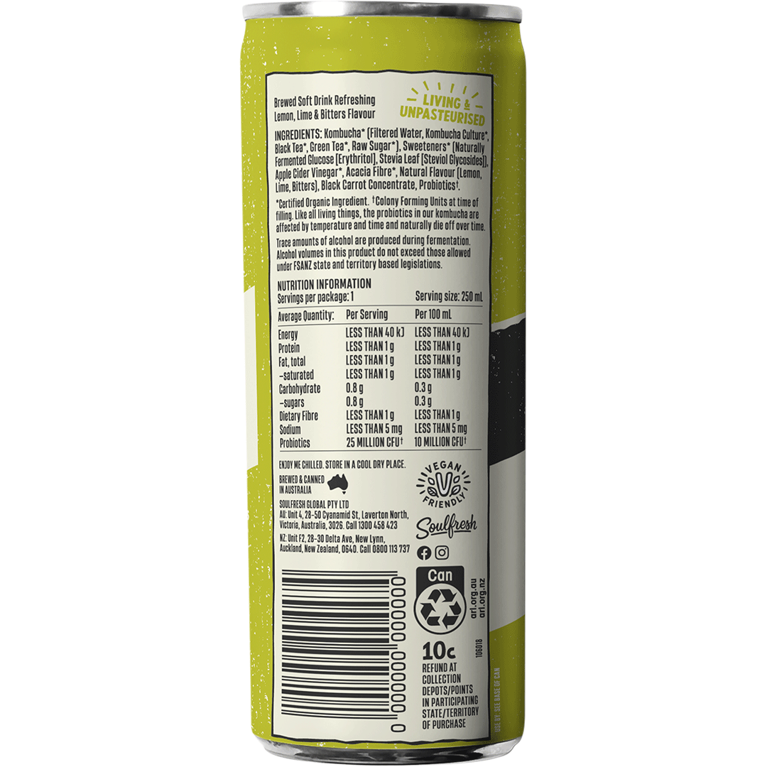 Organic Kombucha - Lemon, Lime & Bitters 250ml