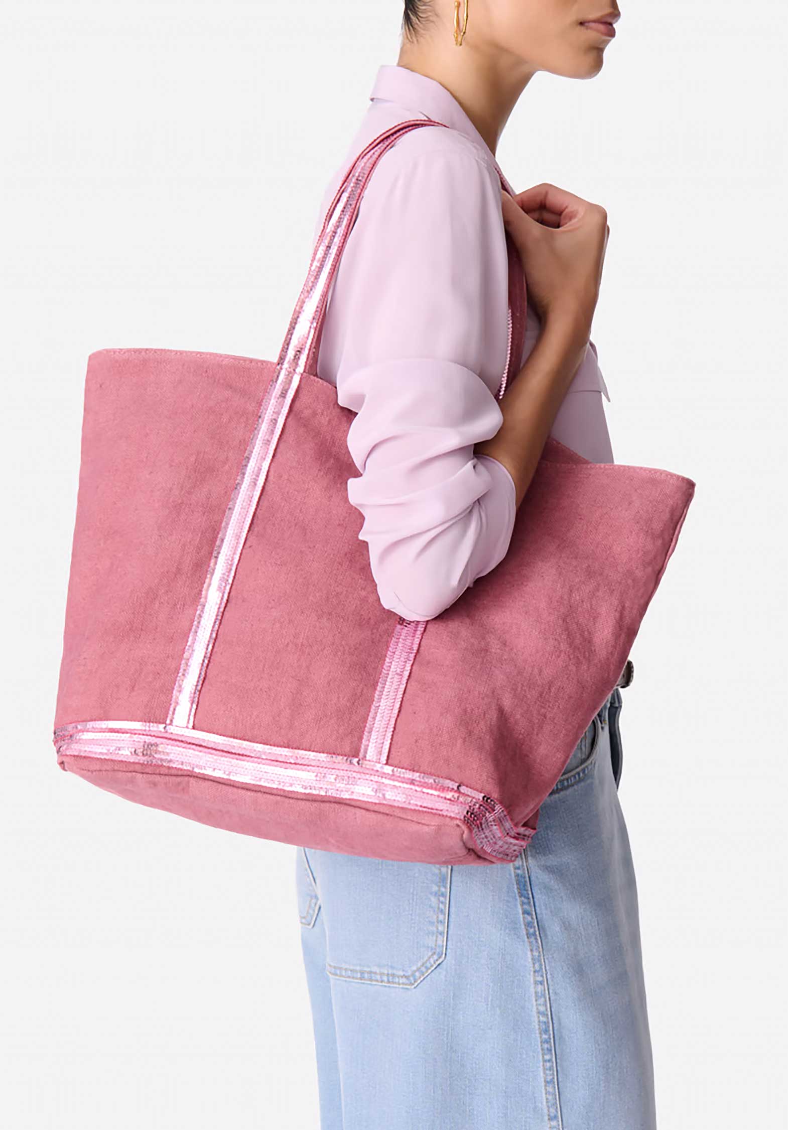 Tote Bag Linen Cabas L Ve31-v40409 Grenat