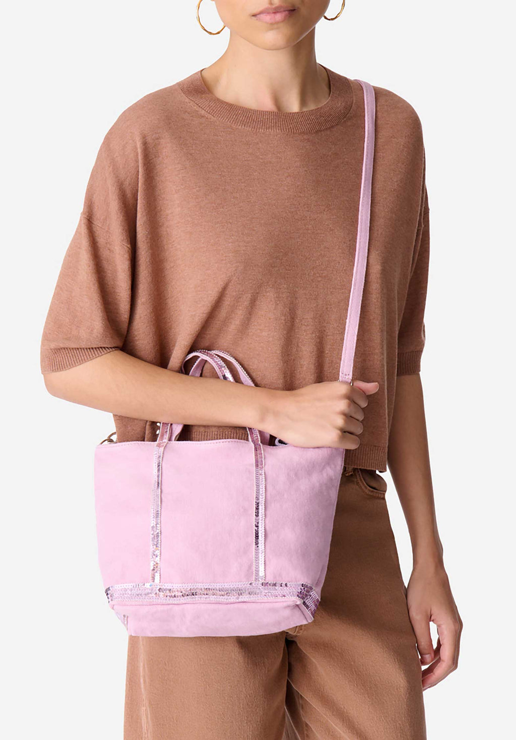 Tote Bag Linen Cabas S Ve31-v40435 Rose-Ancien