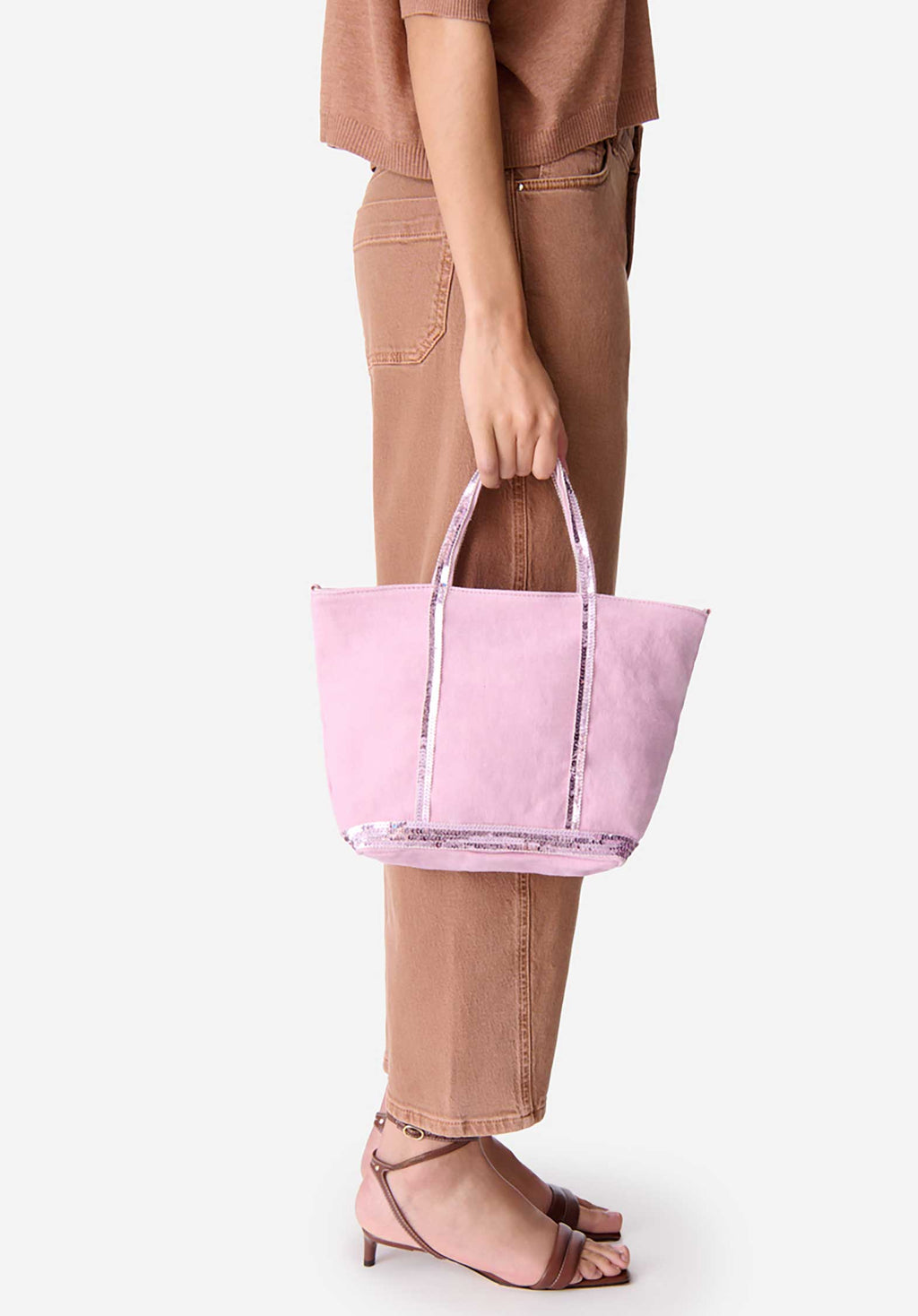 Tote Bag Linen Cabas S Ve31-v40435 Rose-Ancien