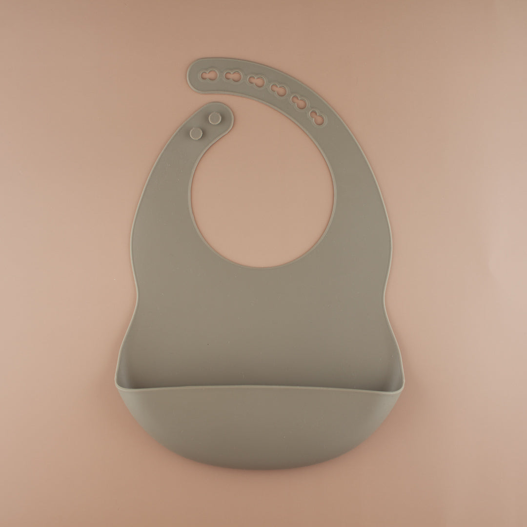 Set of Beige Jungle and Silver Sage Silicone Bib