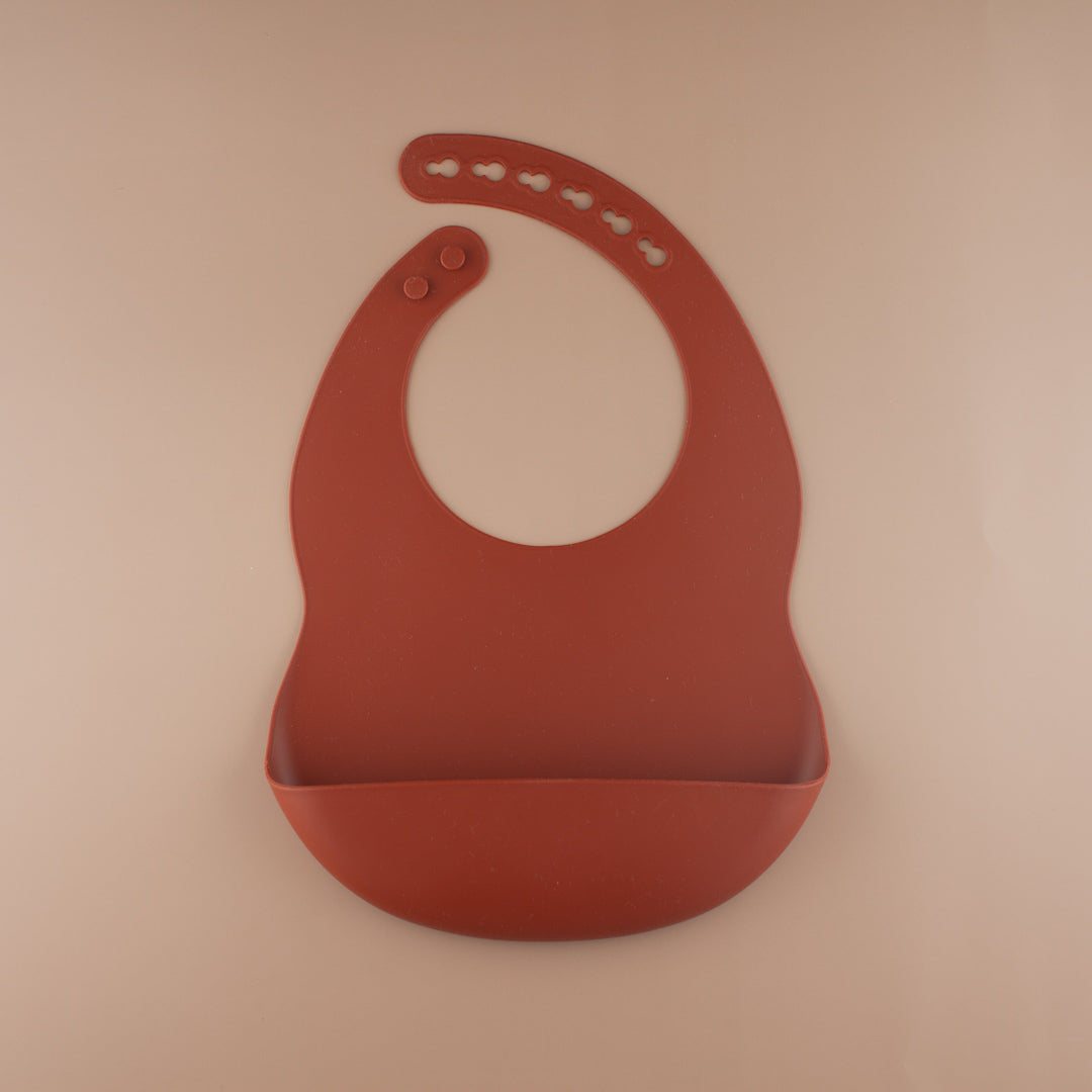 Set of Cinnamon Jungle and Burgundy Silicone Bib