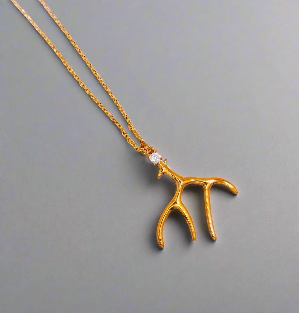 Golden Antler Elegance Necklace