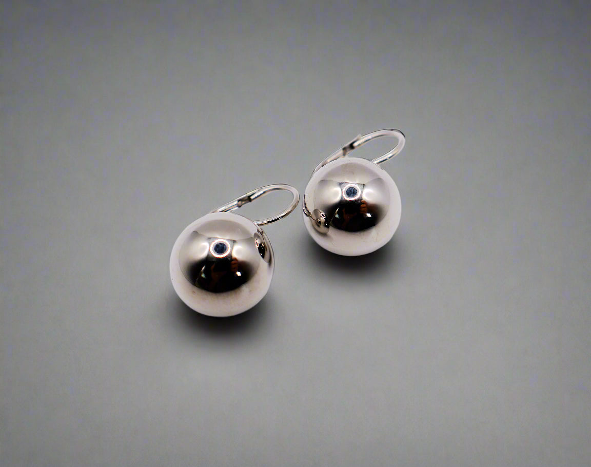 Italian Silver Sphere Earwire Earrings