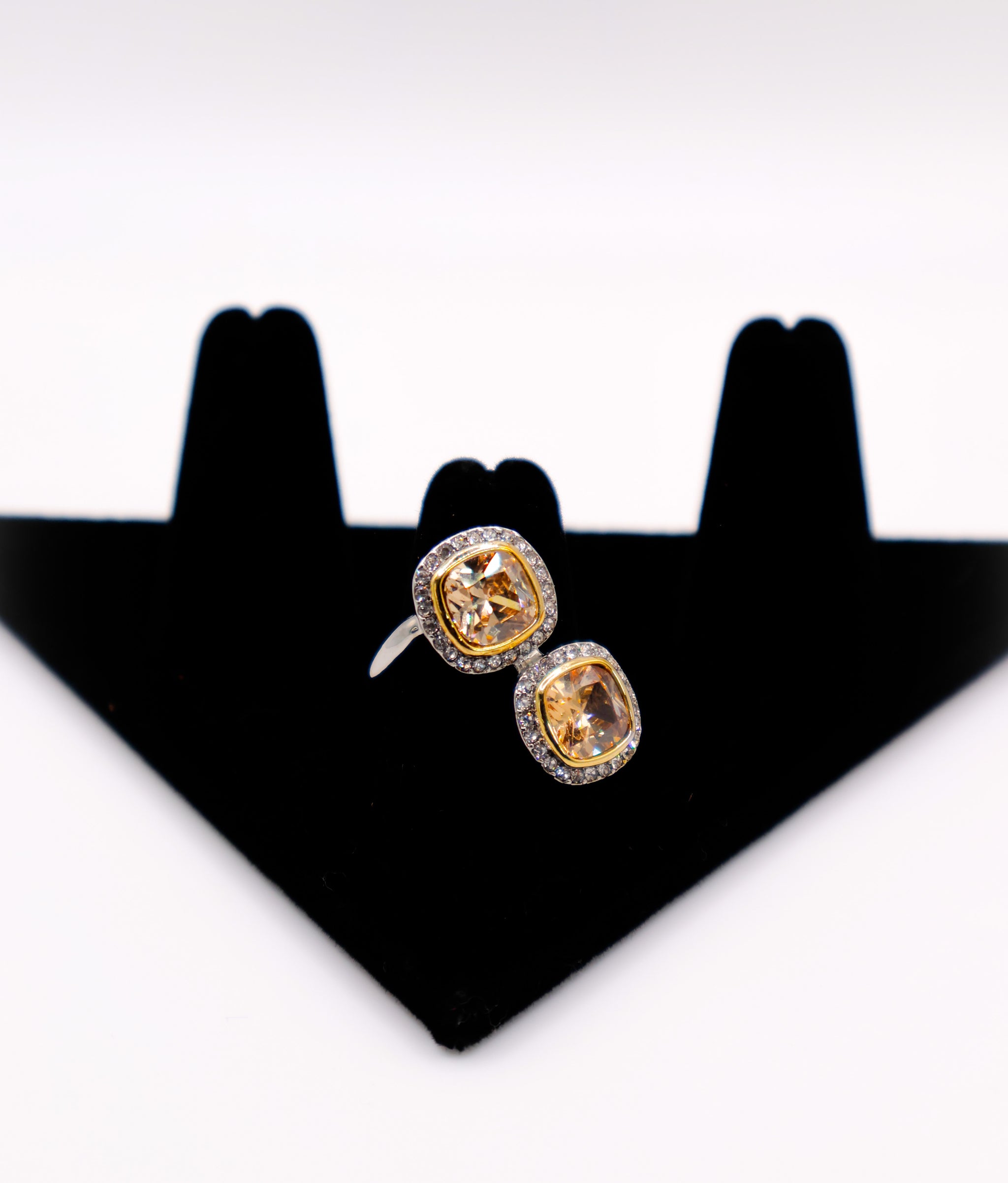 Radiant Gemstone Duo Ring â€?Elegant Two Stone Gemstone