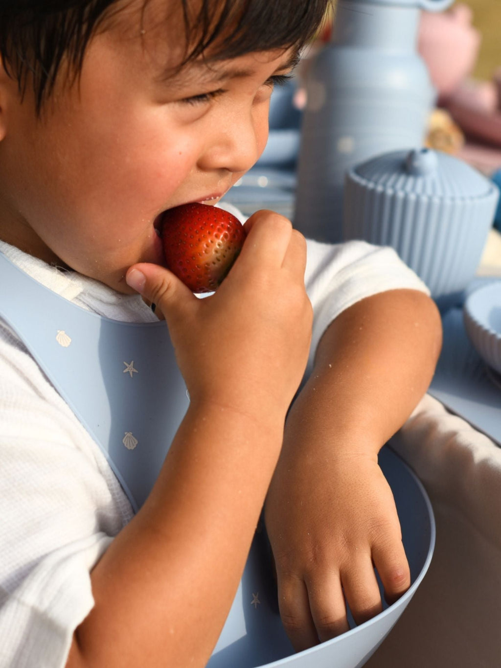 Seashell Silicone Bib - Blue｜For 4 Months+ Baby