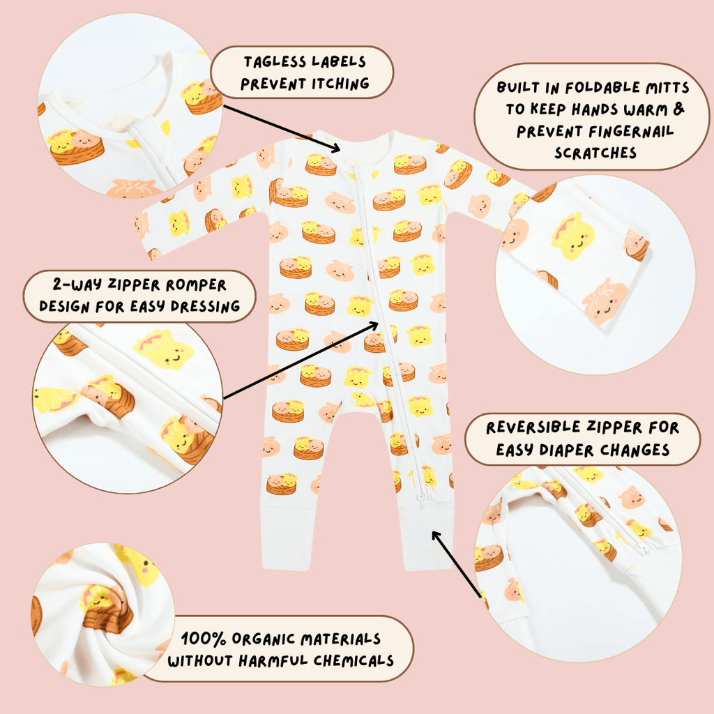 Bamboo Convertible Zip Romper - Dim Sum