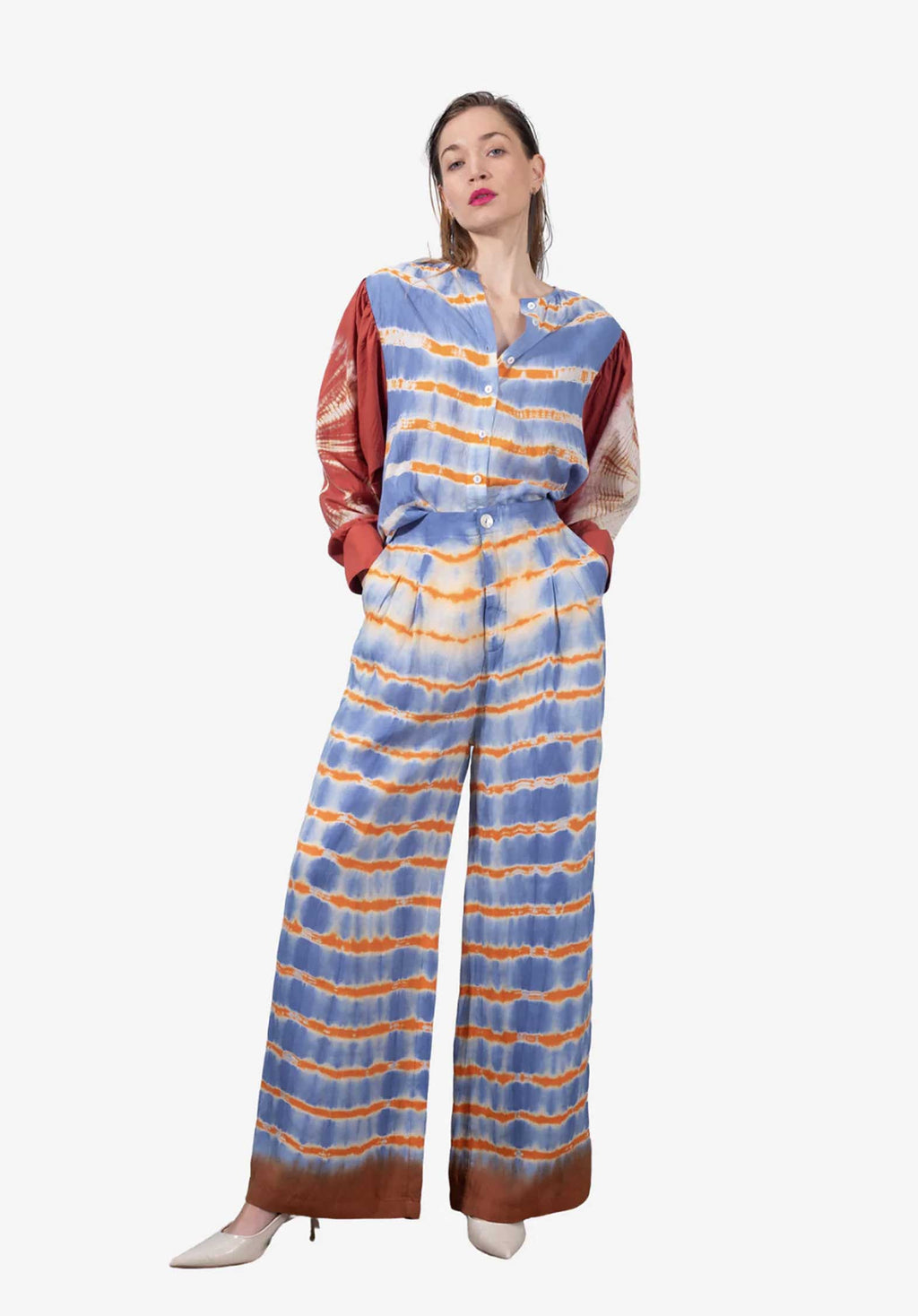 Rahi Blouse Blue-Orange