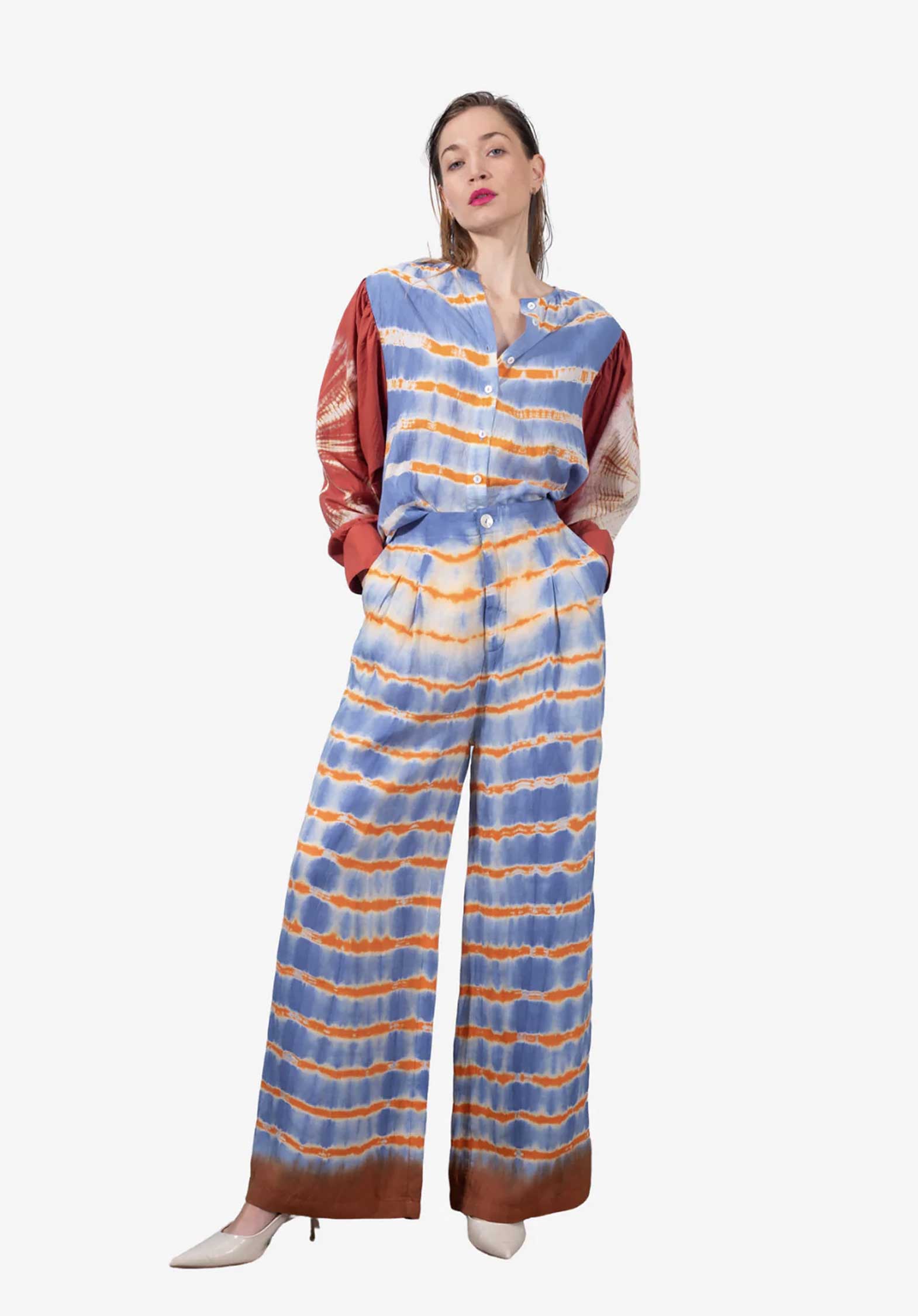 Rahi Blouse Blue-Orange