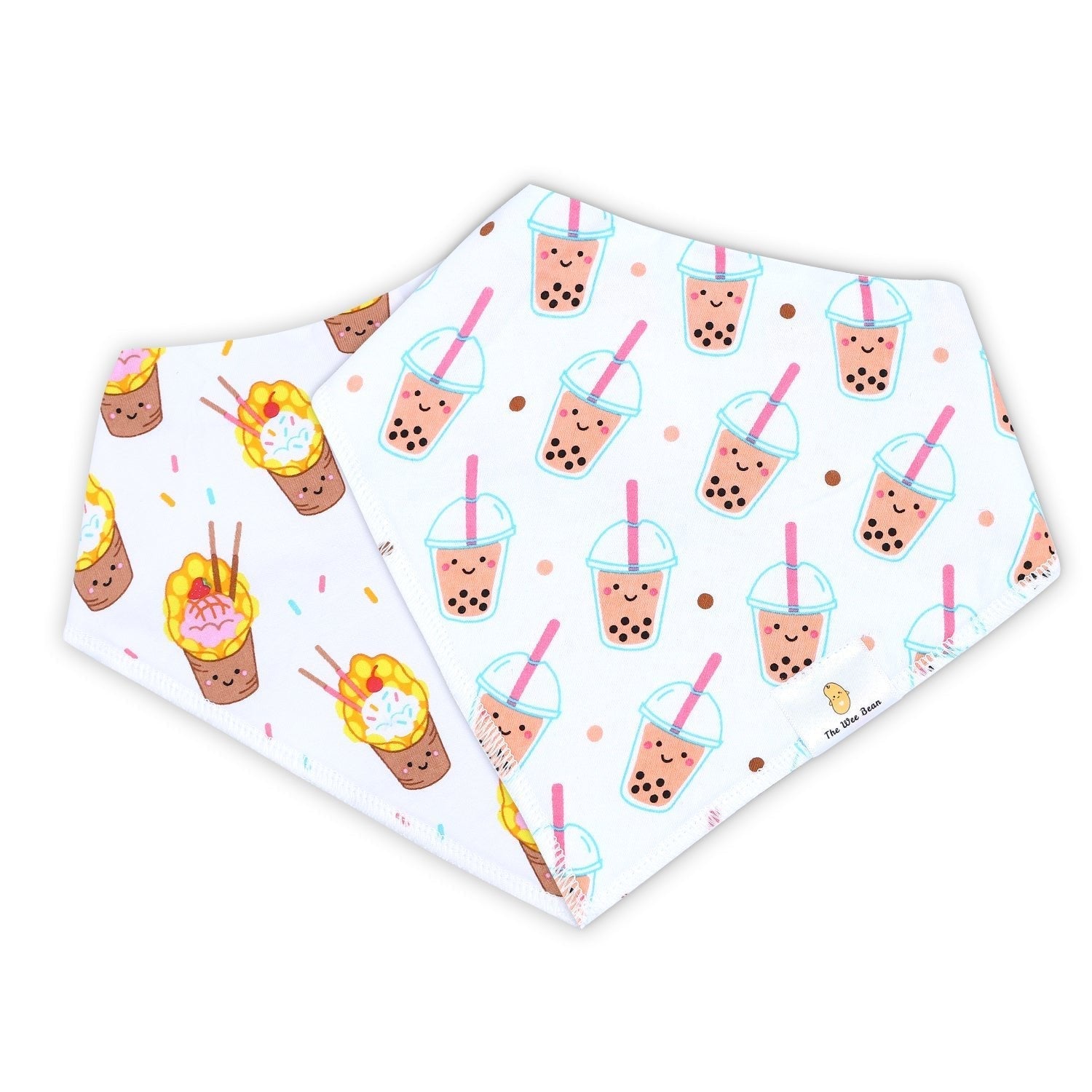 Organic Cotton Bandana Bibs 2pcs Set - Boba & Egg Waffle