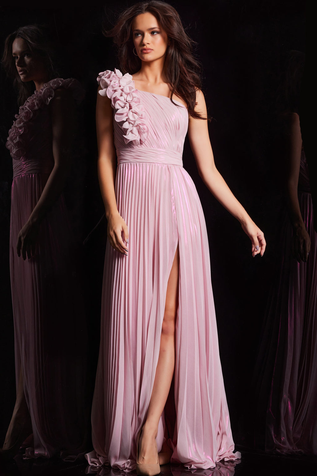Jovani 24609 One Shoulder Ruched Pleated Prom Dress
