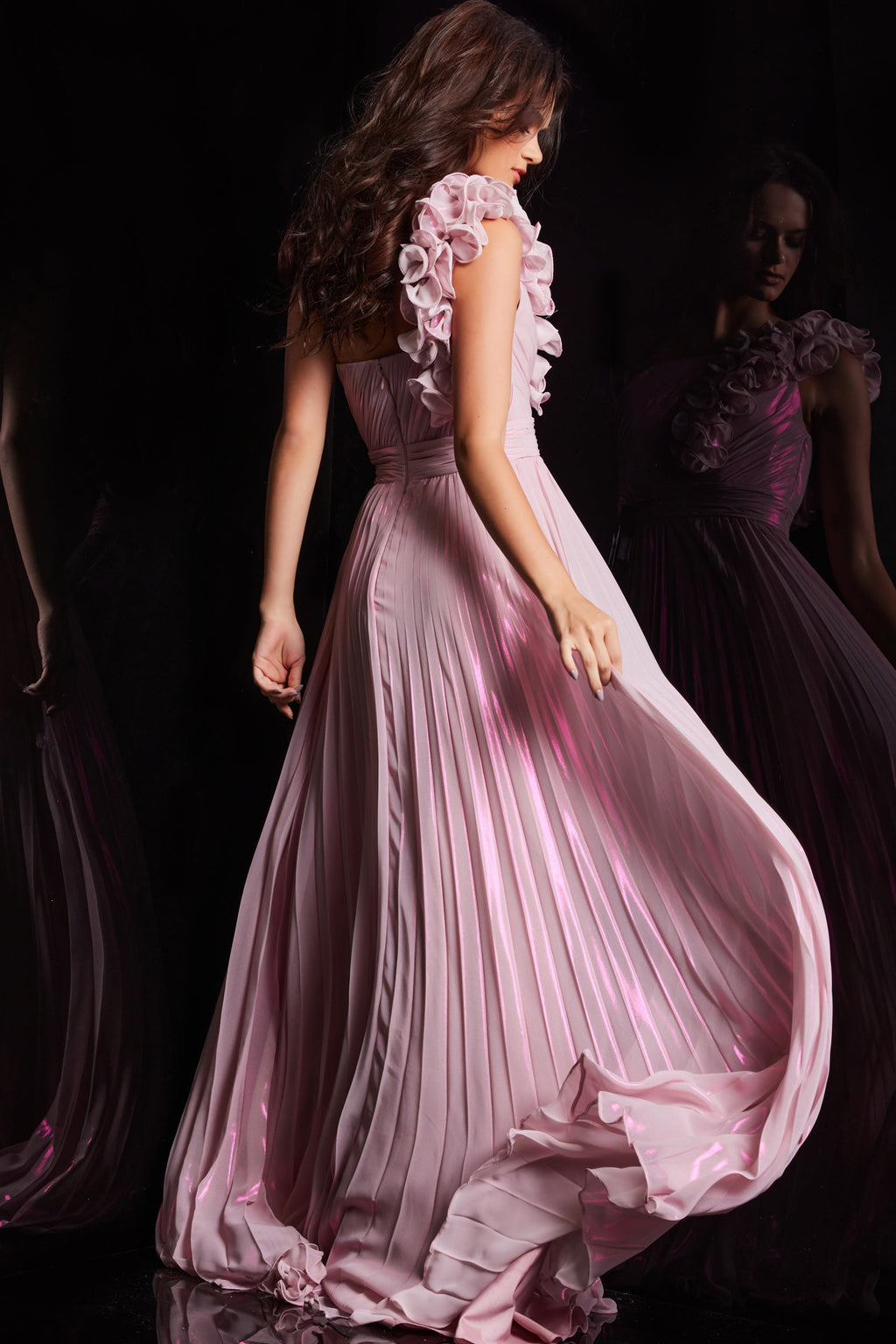 Jovani 24609 One Shoulder Ruched Pleated Prom Dress