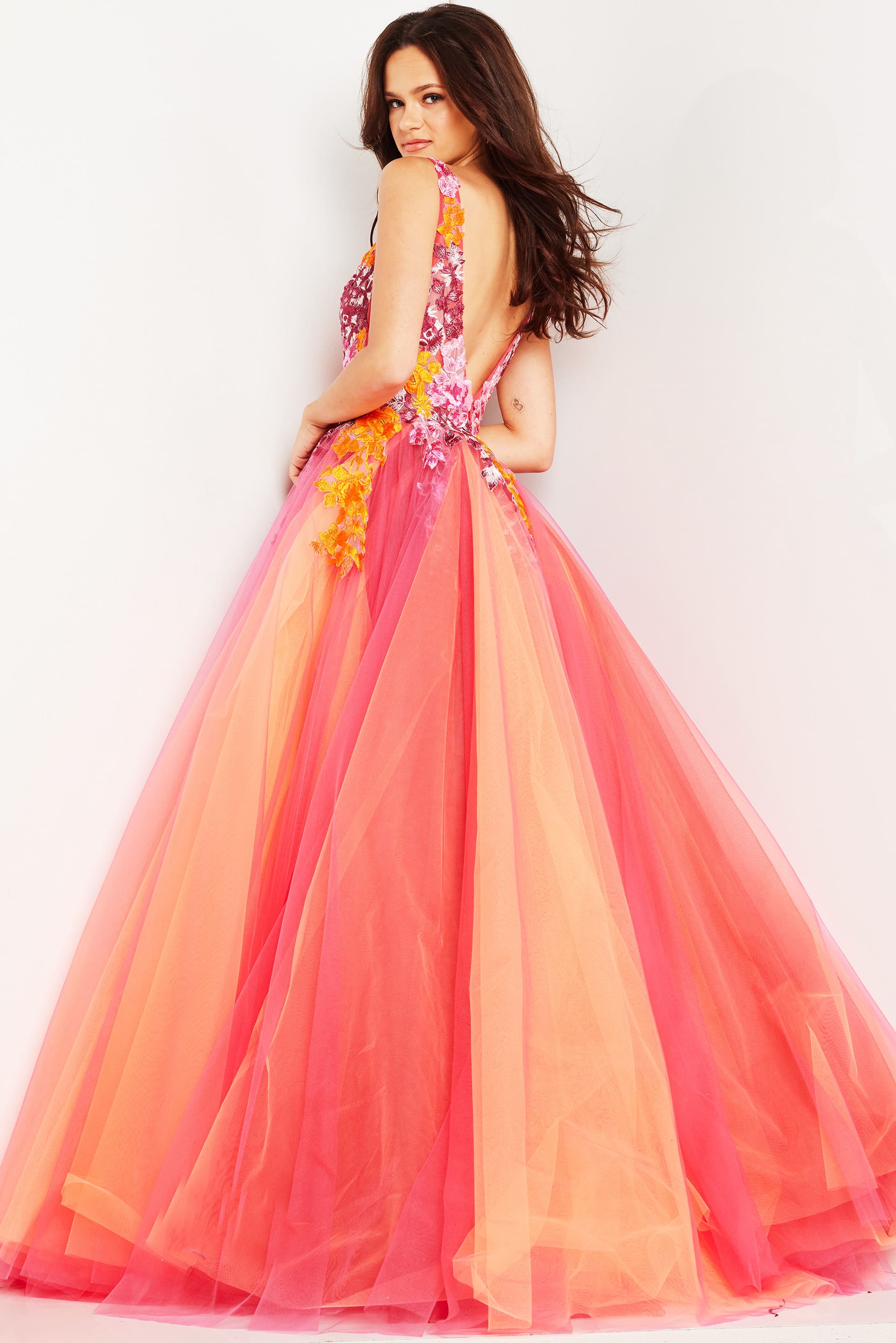 Jovani 25800 Strapless Floral Embroidered Prom Dress