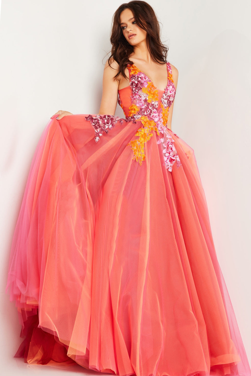 Jovani 25800 Strapless Floral Embroidered Prom Dress