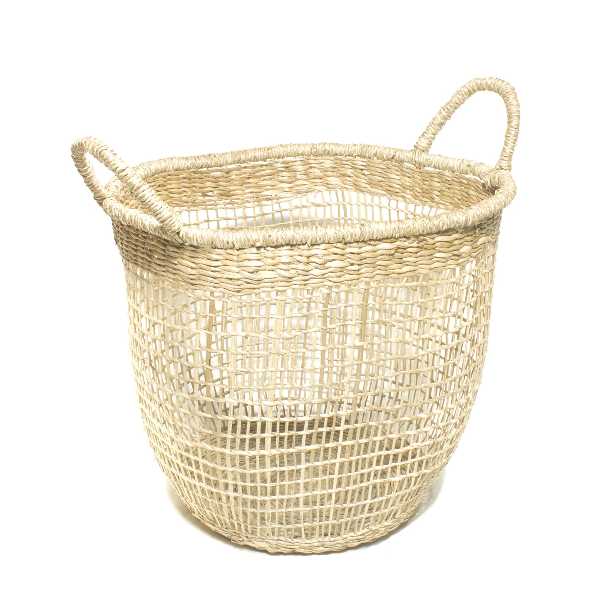 Split Seagrass Round Basket with Ear Handles Size S
