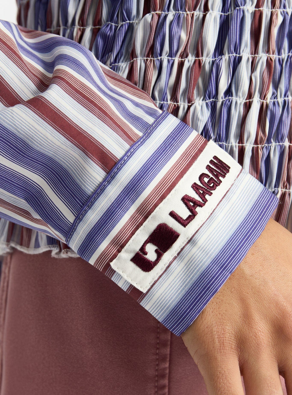 LIAM BLUE STRIPED RUCHED SHIRT