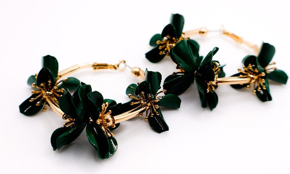 Floral Luxe Hoops â€?Gold Flower Hoop Earrings