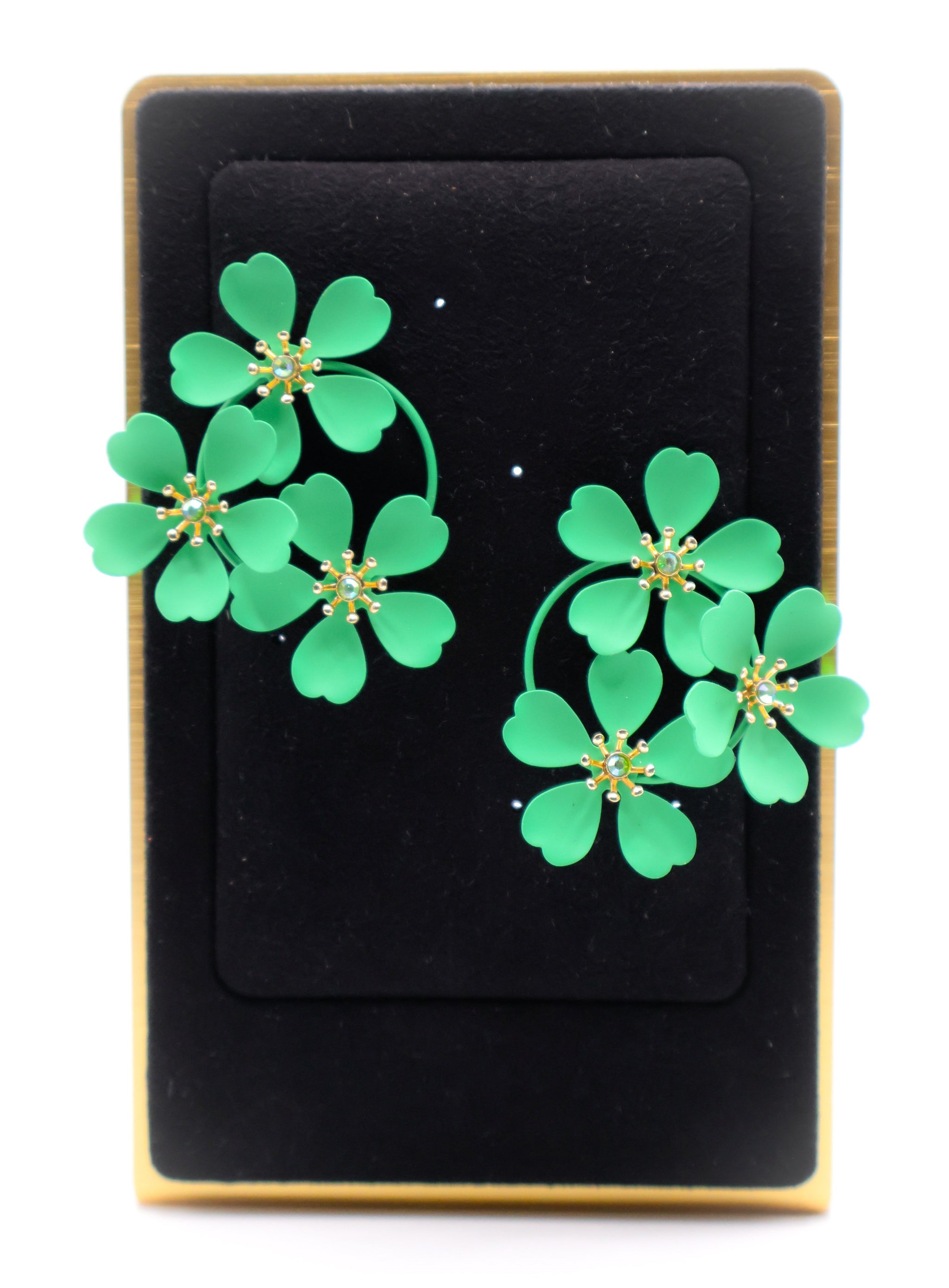 Green Blooms Earrings â€?Luxury Green Floral Statement Earrings