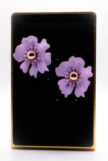 Purple Petal Glisten Earrings â€?Luxury Purple Floral Statement Earring