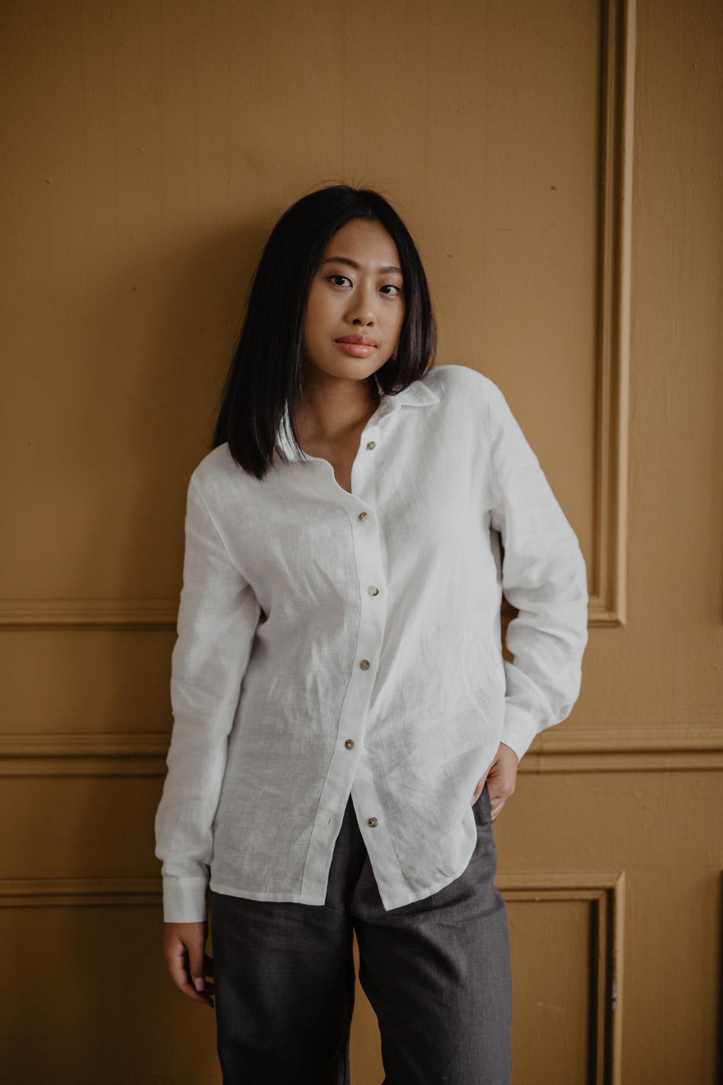 Nordkapp classic linen shirt in White