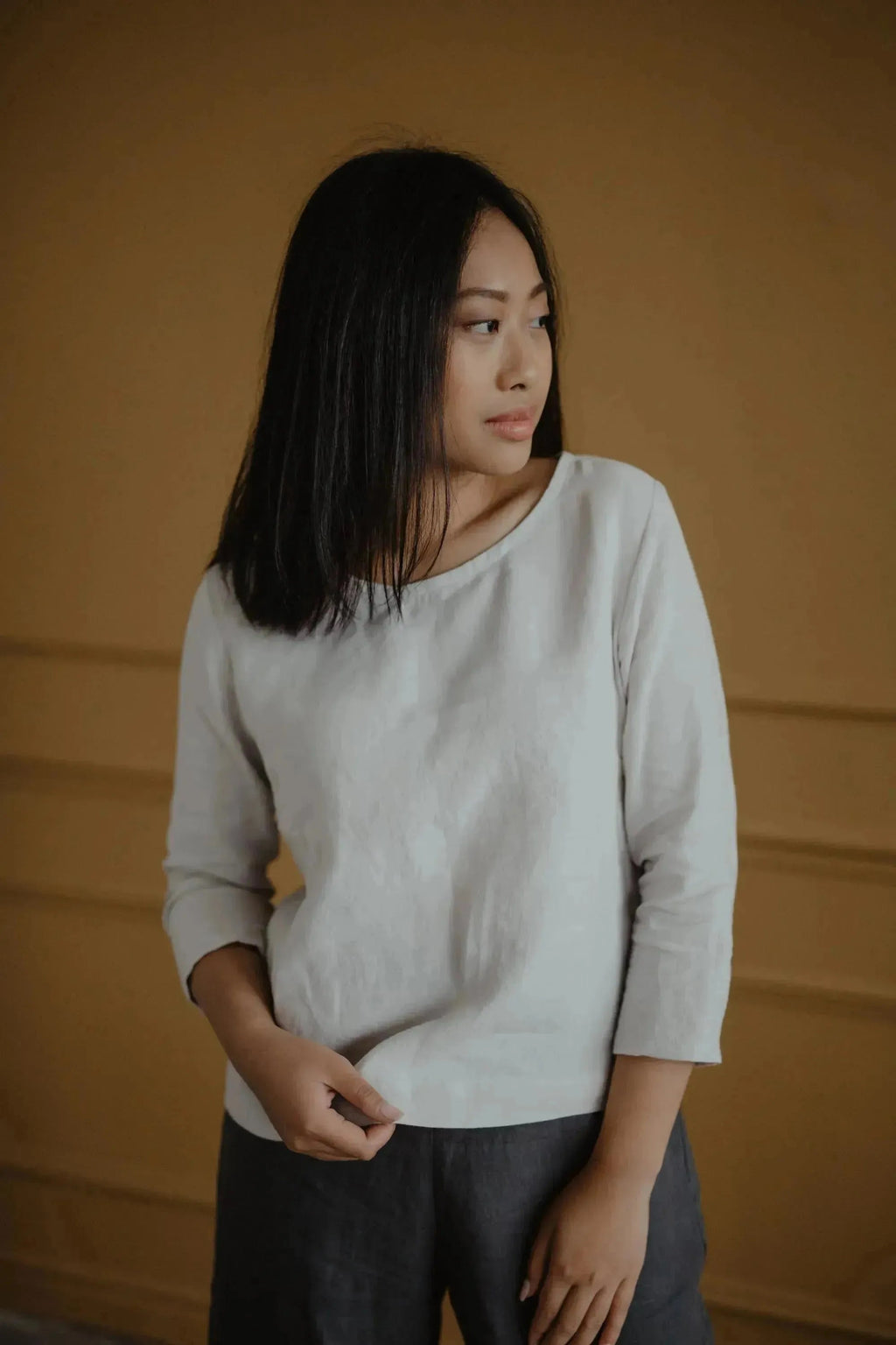 Riga linen top 3/4 sleeves