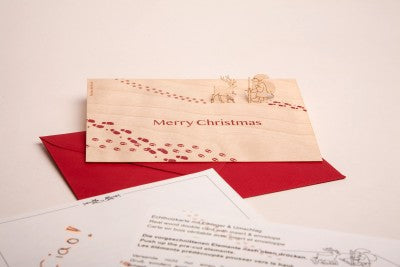 Birch Spear Wood Pop up card - Santa Claus