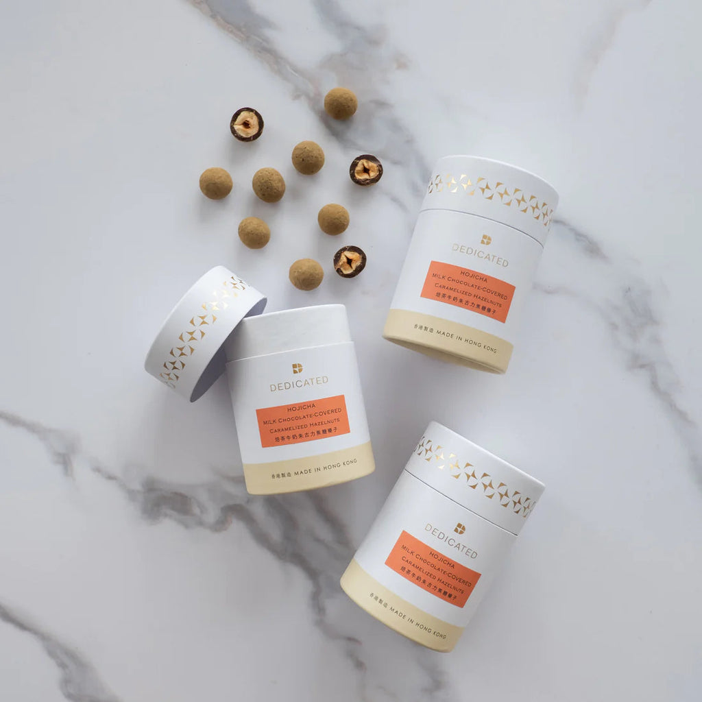 Hojicha Milk Chocolate  - Covered Caramelized Hazelnuts 100g