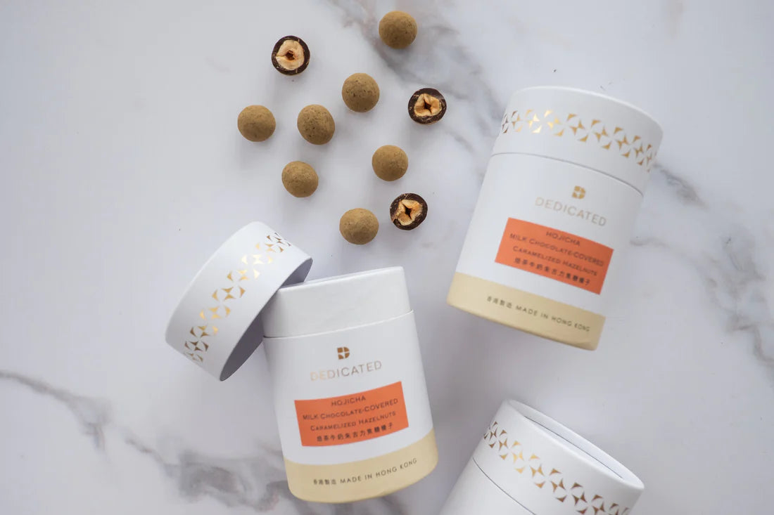 Hojicha Milk Chocolate  - Covered Caramelized Hazelnuts 100g