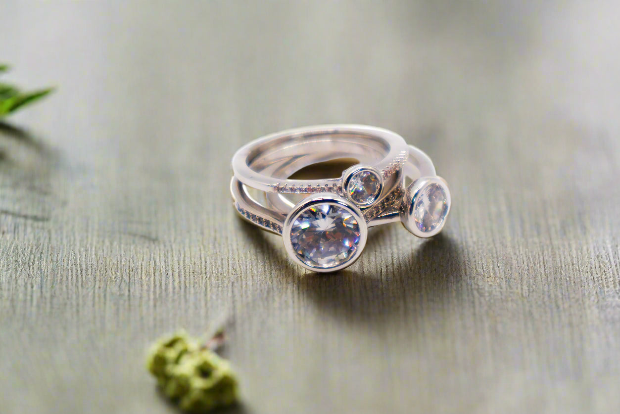 Harmony Gemstone Trio Ring Set