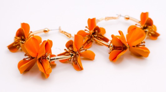 Sunny Blossom Hoop Earrings â€?Gold Flower Hoop Earrings