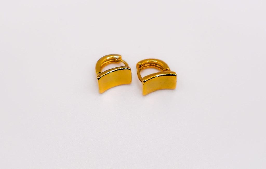 Golden Lock Rectangle Earrings â€?Elegant Gold-Plated Jewelry for Women