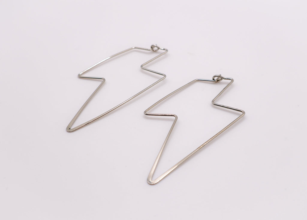 Silver Lightning Bolt Earrings