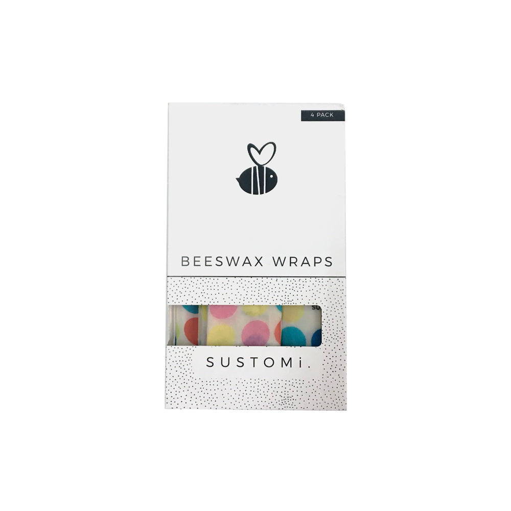 Beeswax Wraps Polka dot 4 Pack: 1S 1M 1L 1XL