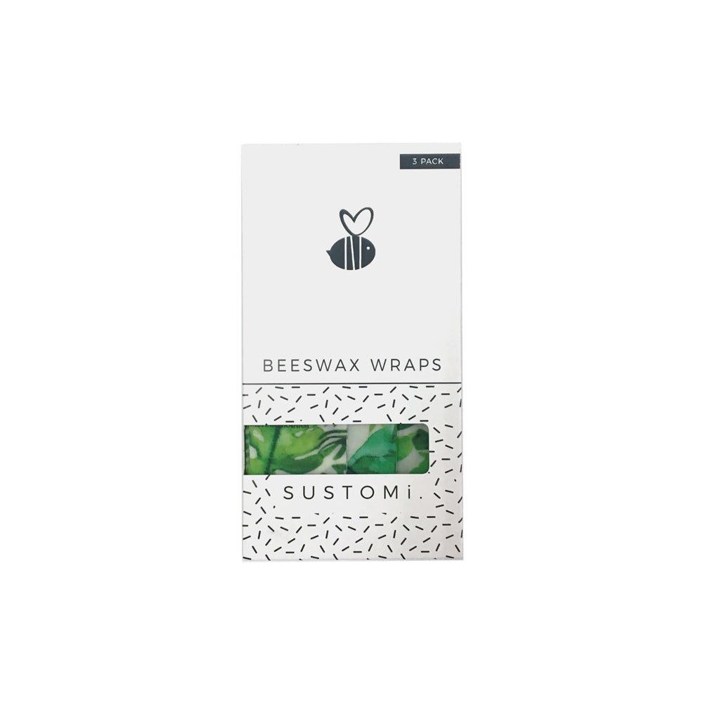 Beeswax Wraps Tropical fronds 3 Pack: 1S 1M 1L