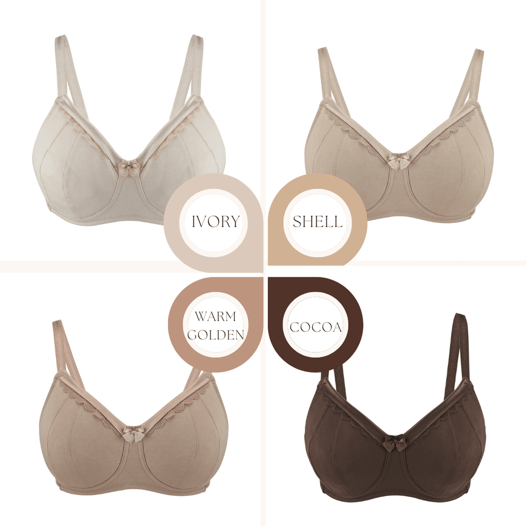 Ivory-Supportive Non-Wired Silk & Organic Cotton Full Cup Bra with removable paddings