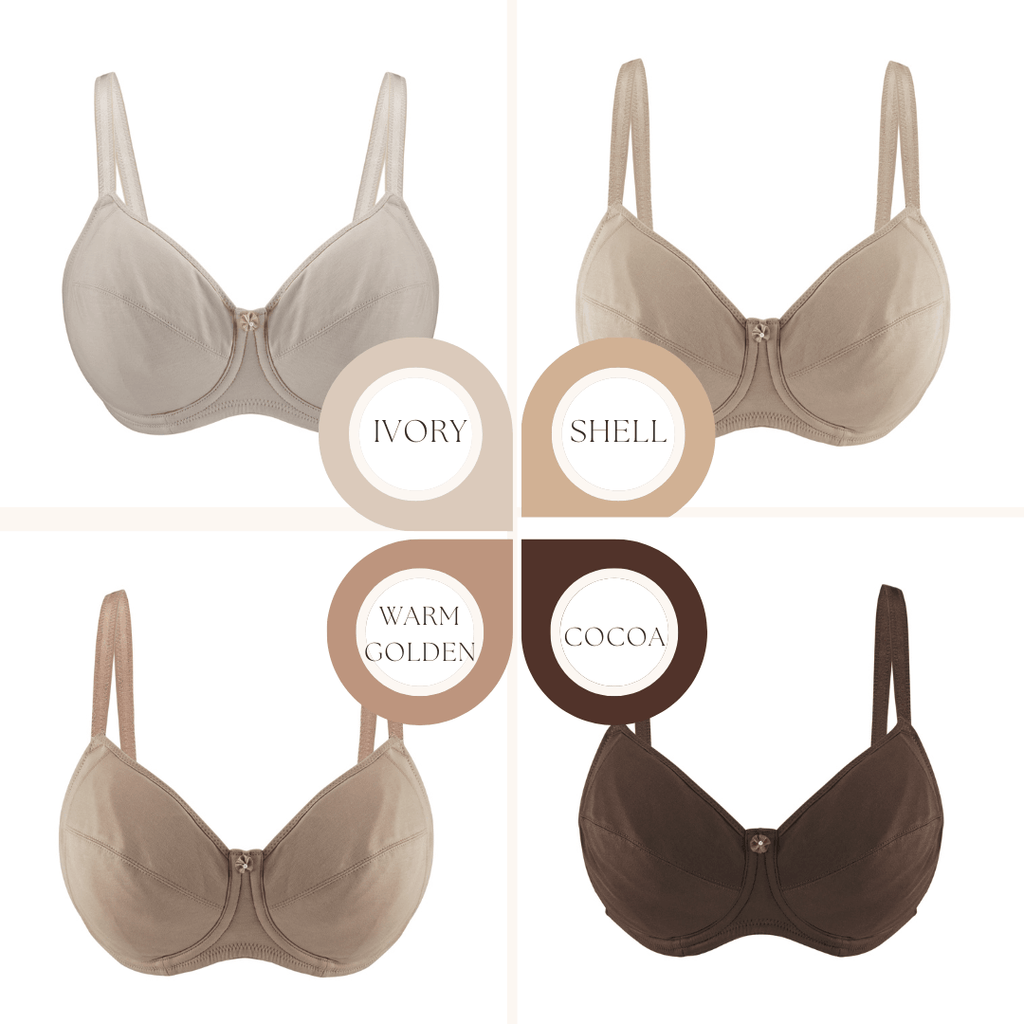 Ivory-Underwired Silk & Organic Cotton Full Cup Bra with removable paddings