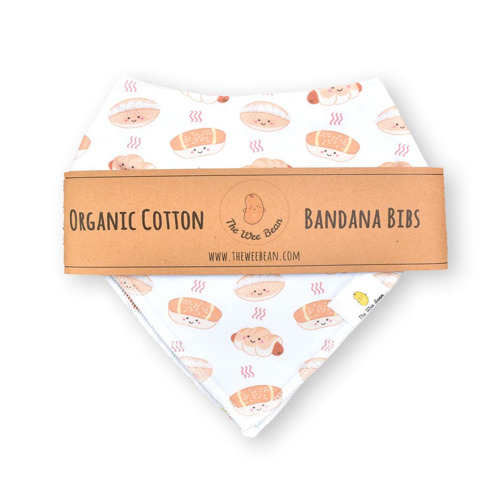 Organic Cotton Bandana Bibs 2pcs Set - Bakery Buns + Iced Tea