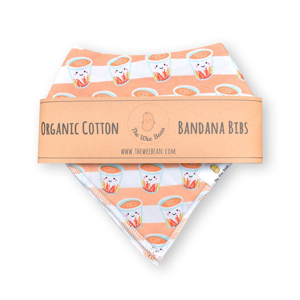 Organic Cotton Bandana Bibs 2pcs Set - Milk Tea + Egg Tart Combo