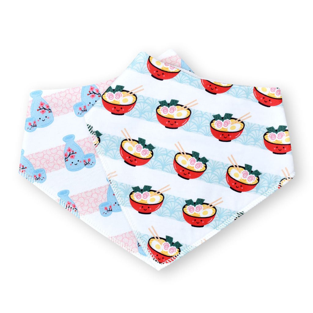 Organic Cotton Bandana Bibs 2pcs Set - Ramen + Sake