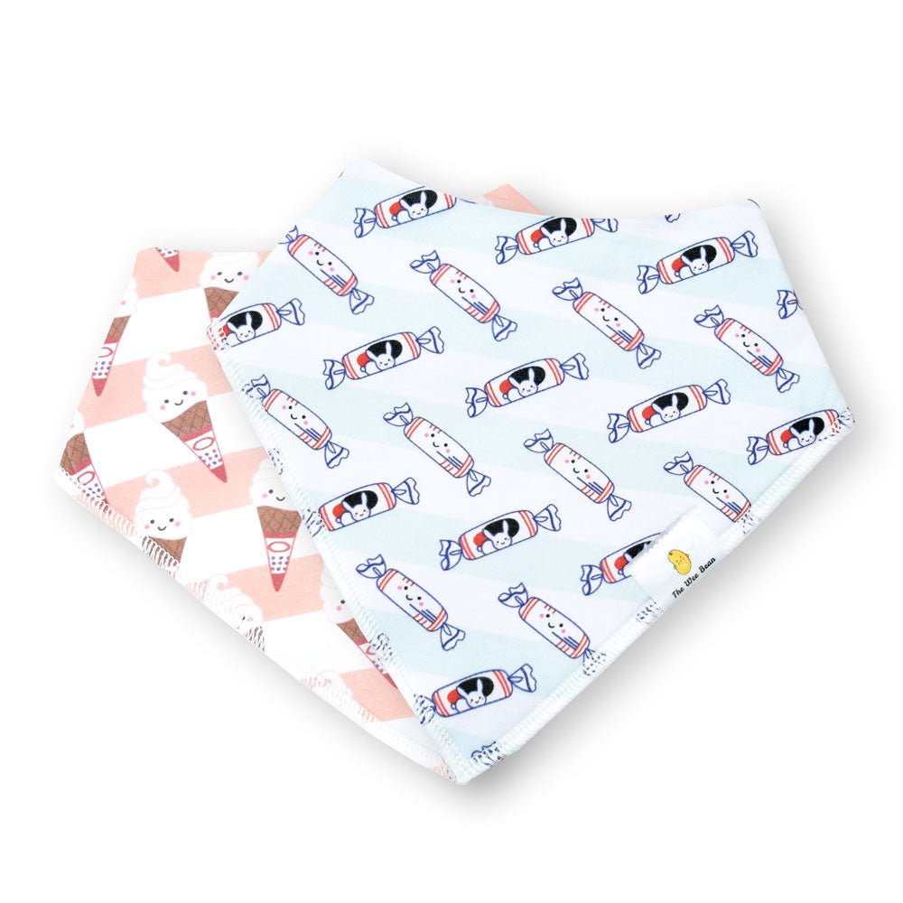 Organic Cotton Bandana Bibs 2pcs Set - Bunny Candy + Ice Cream