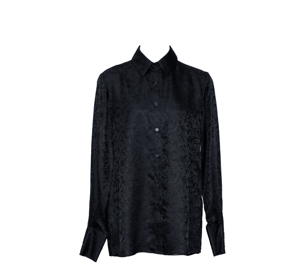 Elegance Silk Blouse in Black Paisley â€?Women's Luxury Silk Top