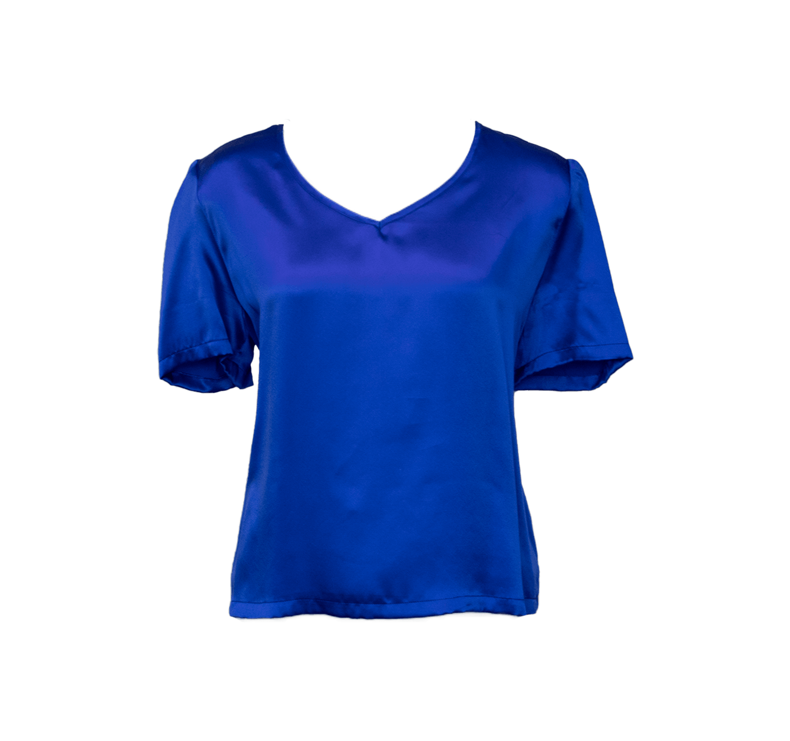 Shining V-Neck Blouse in Blue â€?Women's Elegant V-Neck Top