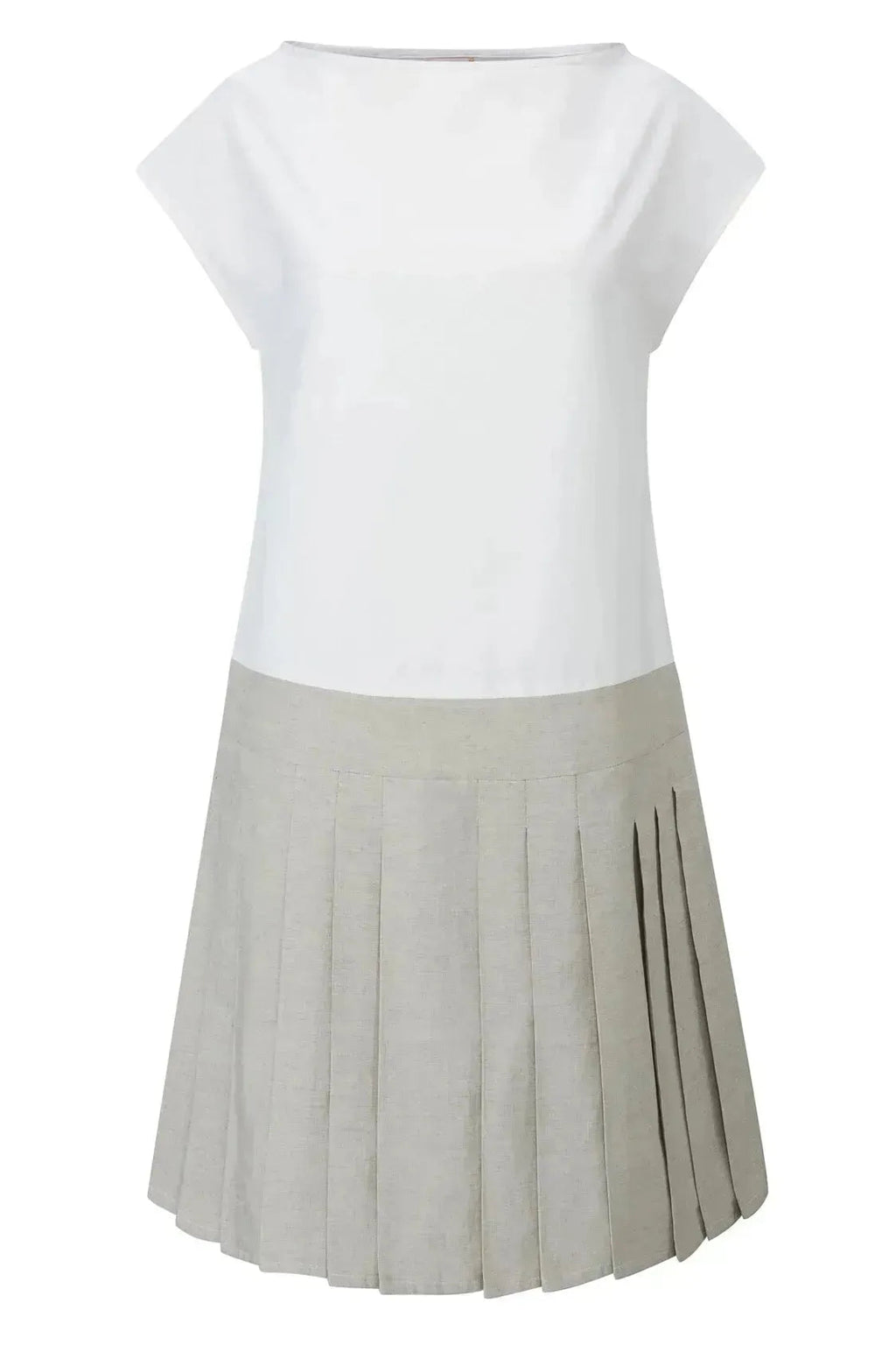 Brigit Dress (White & Beige)