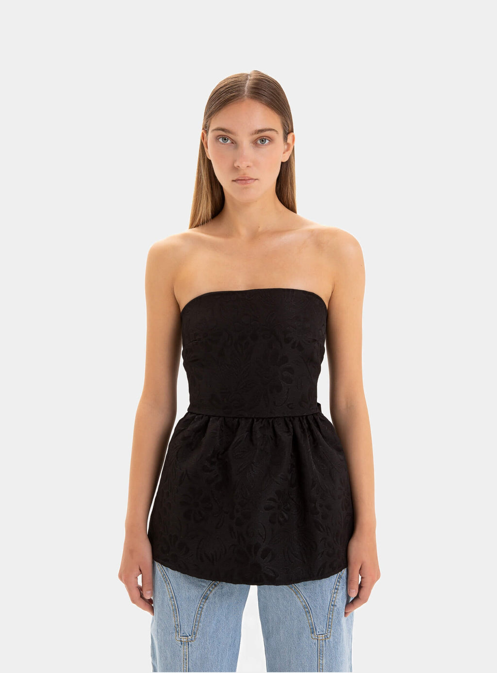 CECILE BLACK STRAPLESS TOP