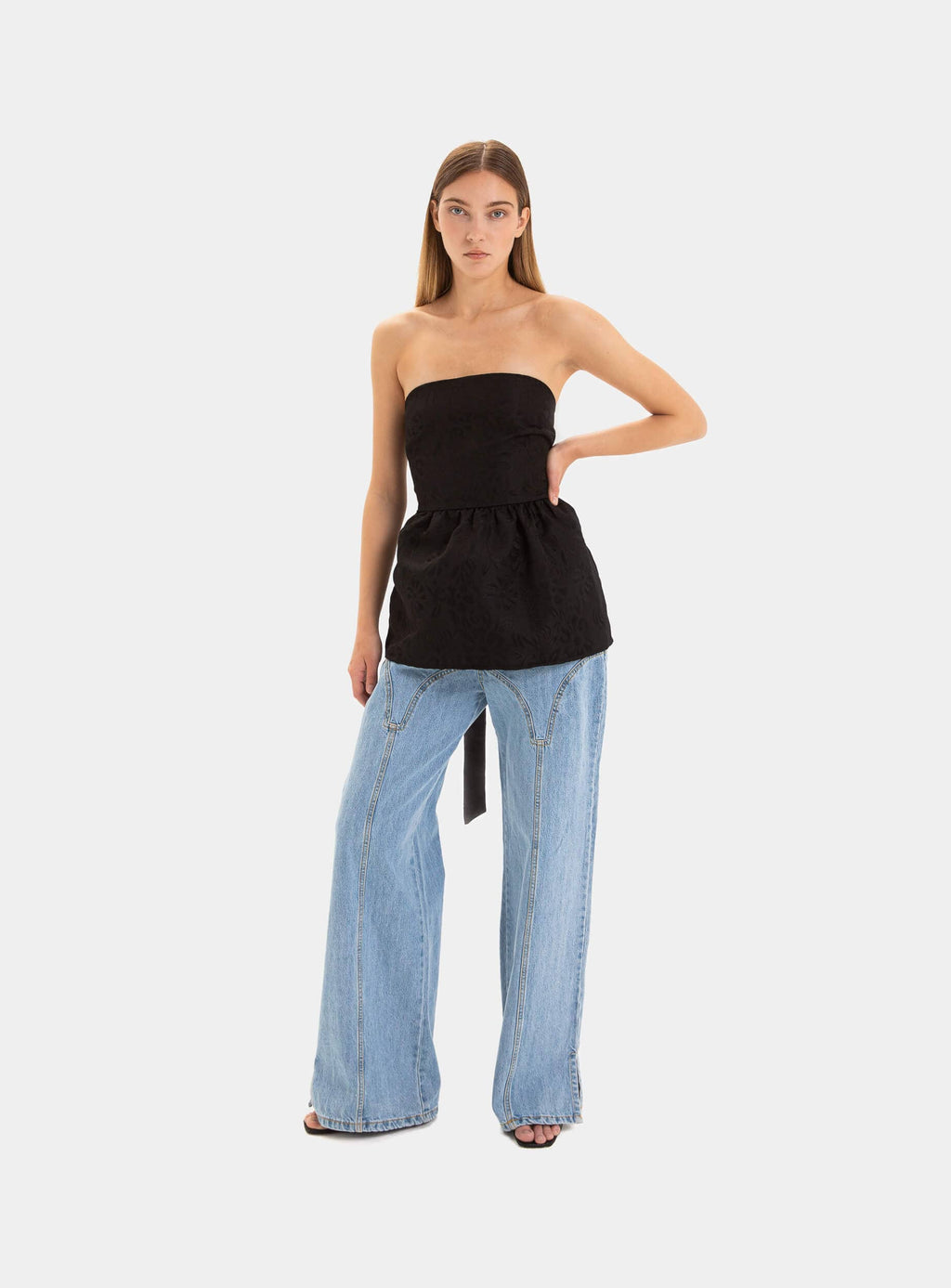CECILE BLACK STRAPLESS TOP