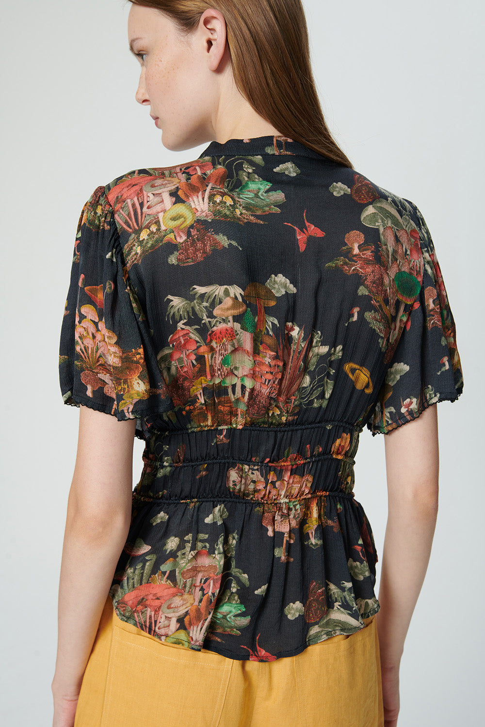 Blouse Hibiscus Hibiscus Top Magick-Mushroom-Blac