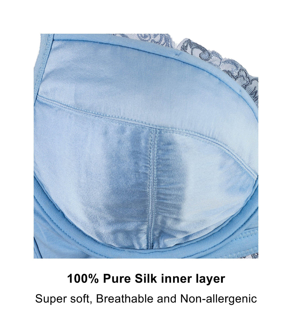Ashley Embroidery Silk & Organic Cotton Supportive Plunge Bra