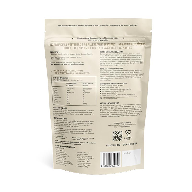 Chief. Grass-fed Collagen Protein Powder - Unflavoured 450g