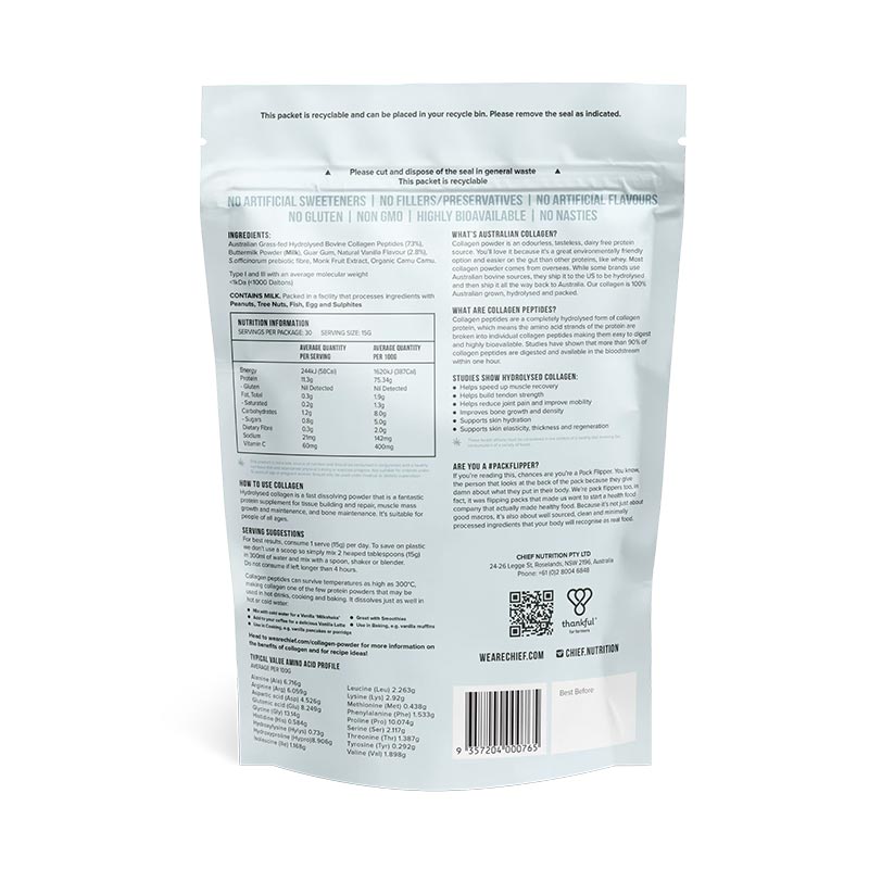 Chief. Grass-fed Collagen Protein Powder - Creamy Vanilla 450g